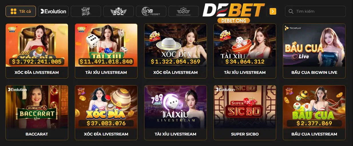 Sảnh live casino DEBET