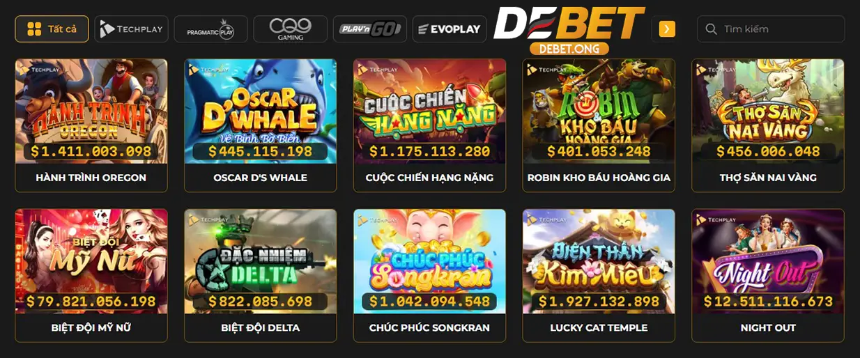Sảnh nổ hũ (slot game) DEBET